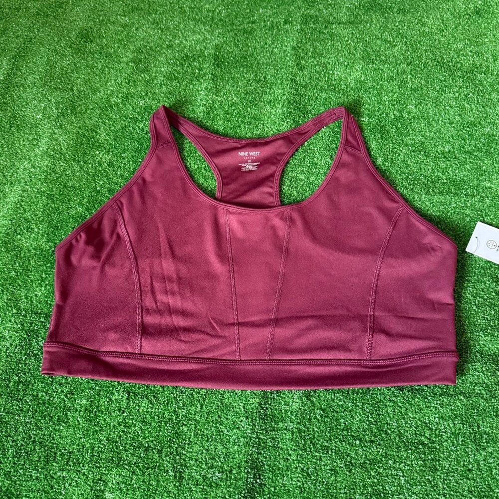 Nine West Burgundy Racerback Sports Bra